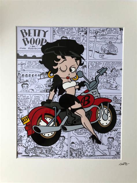 Betty Boop Biker Hand Drawn And Hand Painted Cel Etsy