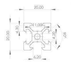 V SLOT Aluminium Profile 20x20 6mm Slot