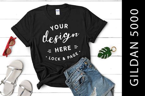 Black Gildan Mockup T Shirt Female Graphic By Lockandpage