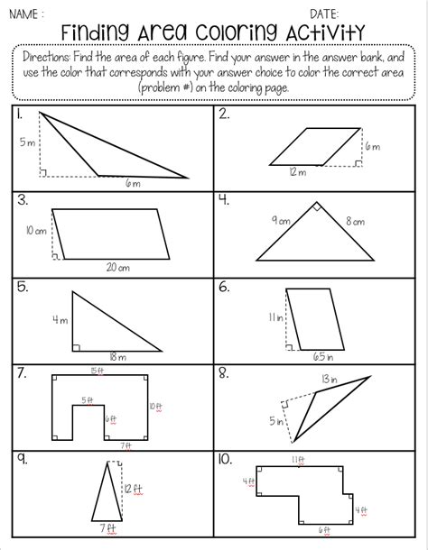 Area Of Triangles Worksheet