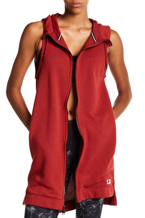 Nike Cotton Modern Hooded Vest In Red Lyst