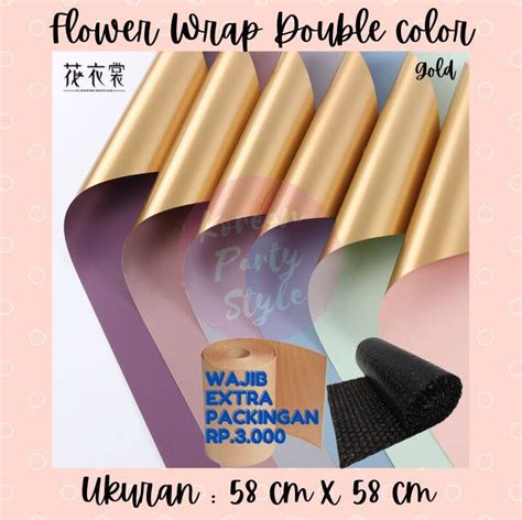 Lembar Korean Kertas Bunga Double Color Gold Pak Flower Wrapping