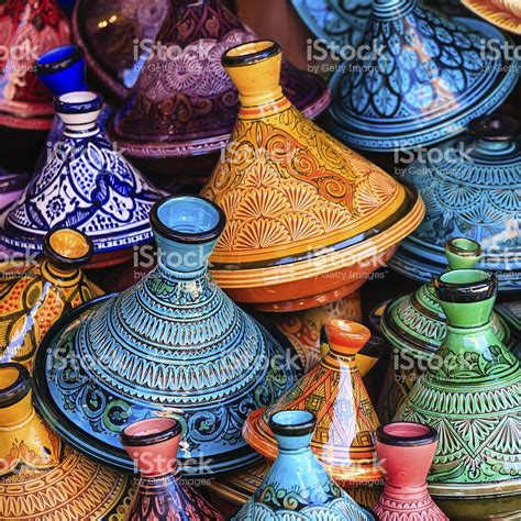 Colorful Moroccan Tajine Pots At A Souk In Marrakech Clay Cooking Pot