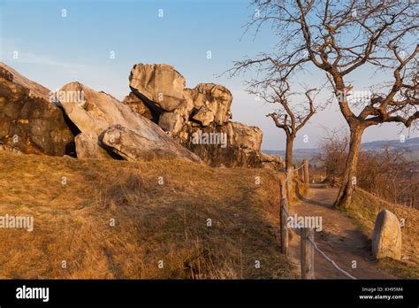 Teufelsmauer Bei Thale Im Sonnenuntergang Stock Photo Alamy