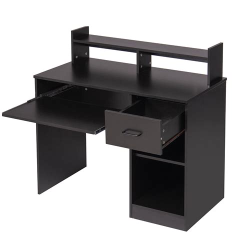 Computer Desk with Drawers Storage Shelf Keyboard Tray Home Office Laptop Desk Desktop Table for ...