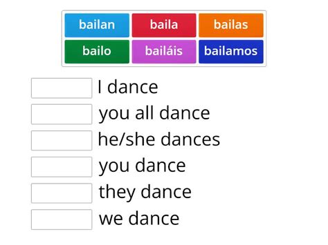 Present Tense Ar Verbs Match Up