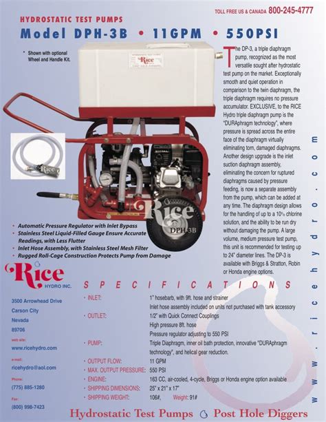 DPH-3B Hydrostatic Test Pump - Rice Hydro