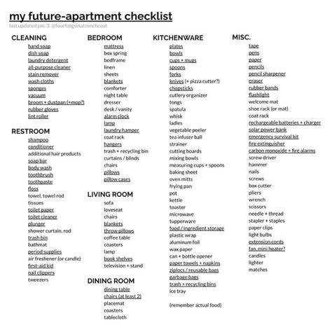 Apartment Checklist In 2024 First Apartment Checklist Apartment