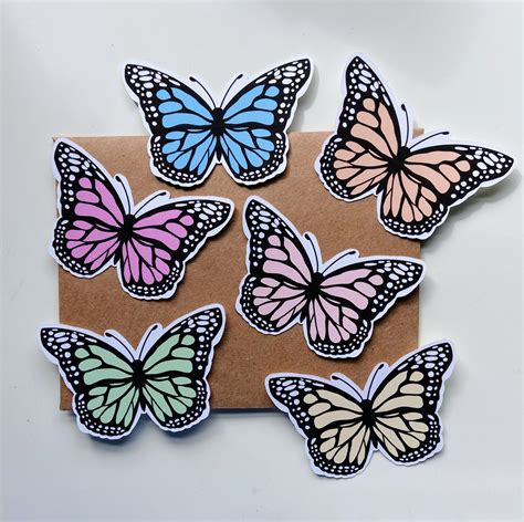 Butterfly Sticker Set Pastel Butterfly Sticker Set Monarch Etsy