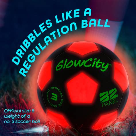 GlowCity Glow in The Dark Official Size 5 Soccer Ball-Black Light up ...