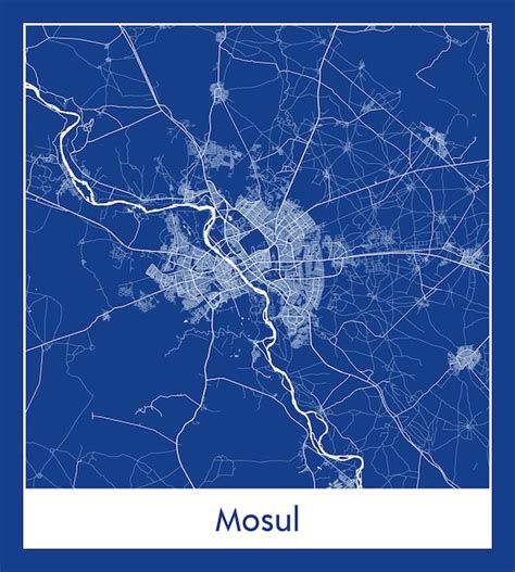 Premium Vector | Mosul Iraq Asia City map blue print vector illustration