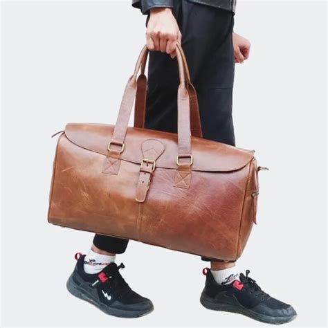 Personalized Leather Weekender Bag Men Women Leather Duffle Travel