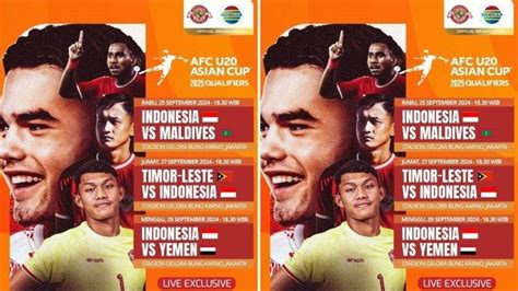 Jadwal Jam Siaran Live Indosiar Timnas U20 Indonesia Vs Maladewa Hingga