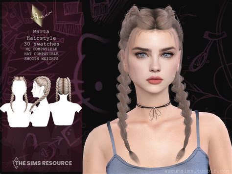 The Sims Resource Double Braided Hairstyle Marta