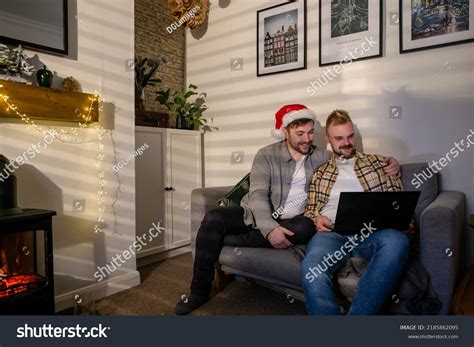 Lgbtqi Same Sex Male Couple Sitting Stock Photo 2185862095 Shutterstock