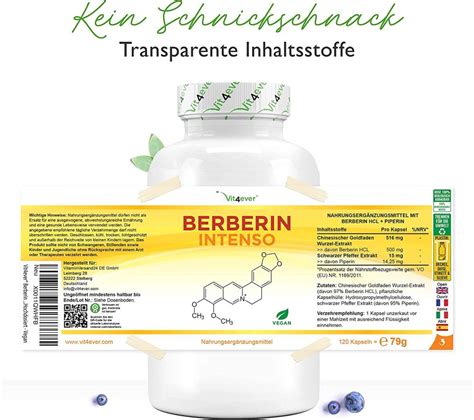 Berberin Hcl Intenso Kapseln Mit Mg