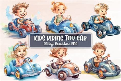 Kids Riding Toy Car Sublimation Clipart Graphic by Big Daddy · Creative ...