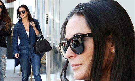 Demi Moore 51 Reveals Grey Hair As She Makes A Style Statement In Youthful Denim Jumpsuit