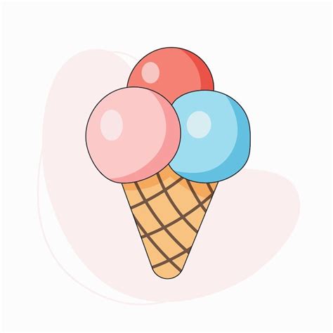 Helado En Un Cono De Galleta En Colores Rosa Y Azul Aislado Sobre Fondo