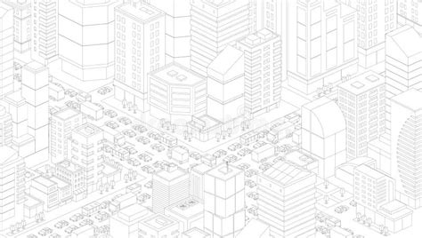 City Street Intersection Sketch Traffic Road View Cars End Buildings