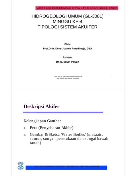 Pdf Week4 Gl 2121 General Hydro Geology Tipologi Akuifer2 Dokumentips