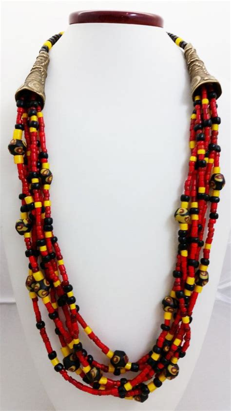 Antique Tribal African Trade Bead 6 Strand Yellowredblack Etsy