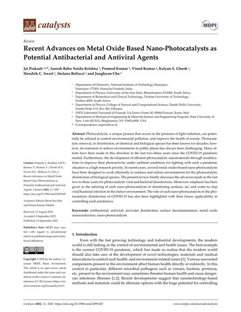 Pdf Recent Advances On Metal Oxide Based Nano Photocatalysts As