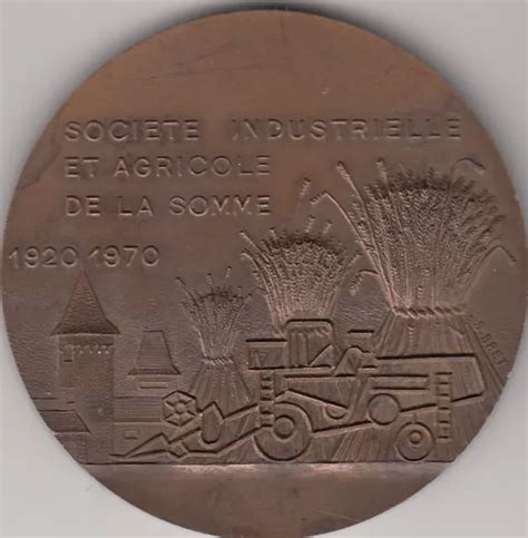 FRANCE MÉDAILLE EN bronze Société industrielle agricole de la Somme