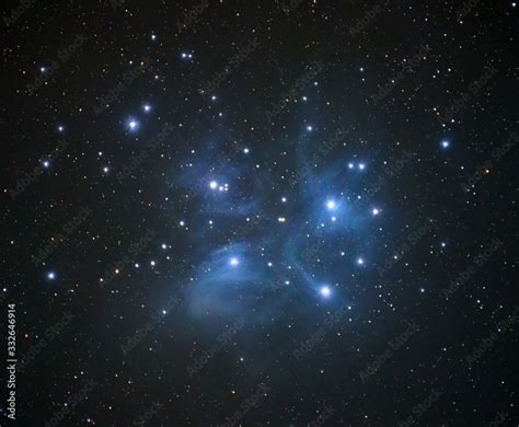 Pleiades constellation and nebula Stock Photo | Adobe Stock