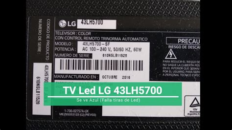 Tv Led Lg Se Ve Azul Falla T Pica Modelo Lh Soluci N