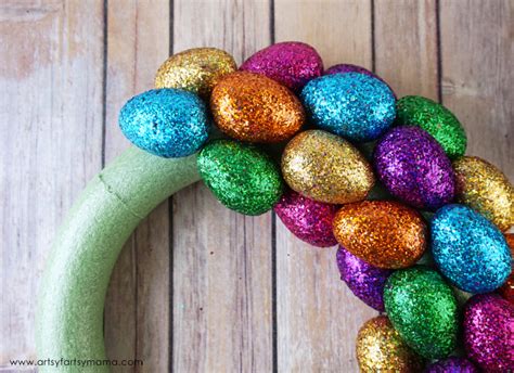 Diy Glittered Easter Egg Wreath Artsy Fartsy Mama