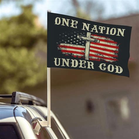 One Nation Under God American Flag Christian Flag Christ Jesus God Car