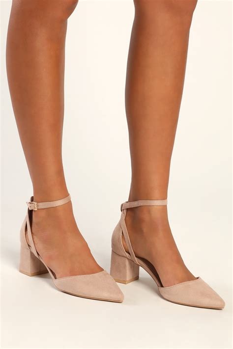 Raid Hazy Light Nude Ankle Strap Heels Mid Low Heels Lulus