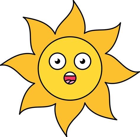 Surprised sun emoji outline illustration 4818736 Vector Art at Vecteezy