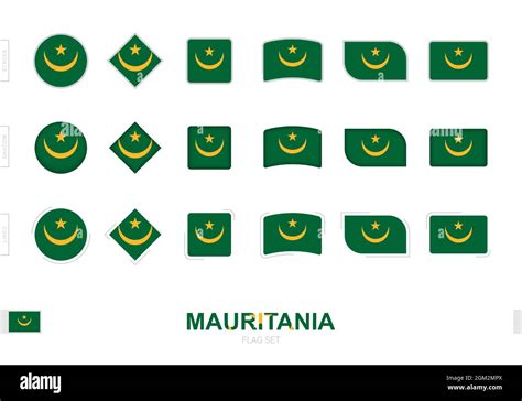 Mauritania Flag Set Simple Flags Of Mauritania With Three Different