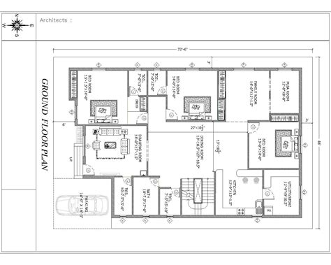 3bhk West facing House with Vastu - Cadbull