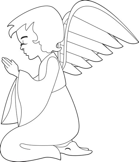 Premium Vector Cute Cartoon Praying Angel With Wings Biblical