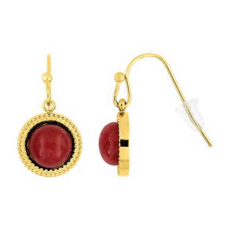 Boucles Doreilles Fashion Steel Crochet Pendantes Rubis Rouge