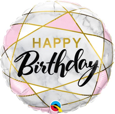 Happy Birthday Marble Rectangles 18 Inch Foil Balloon Q88125