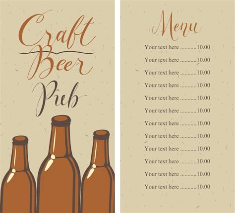 Premium Vector | Menu for beer pub