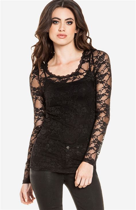 Long Sleeve Lace Top In Black DAILYLOOK