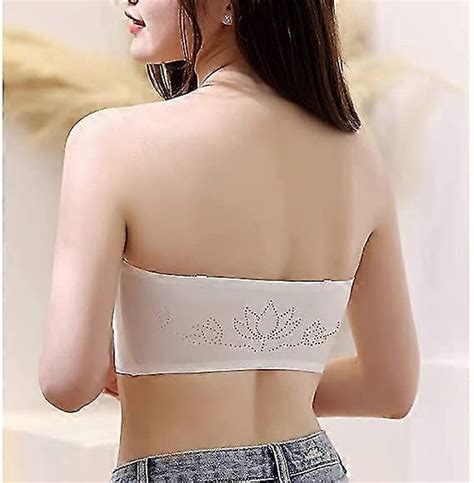 Women Lingerie Strapless Front Buckle Lift Bra Wire Free Anti Slip Invisible Push Up Bandeau