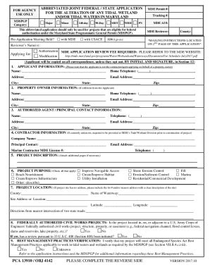 Fillable Online Mde Maryland JOINT FEDERAL STATE APPLICATION FOR THE