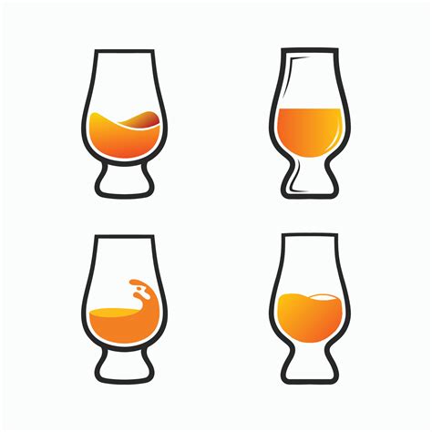 Glencairn Whisky Glass Vector Icon Set Of Whiskey Glass Vector