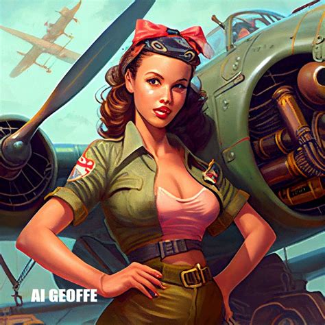 Set Of 5 World War Ii Pin Up Girls Midjourney Instant Download