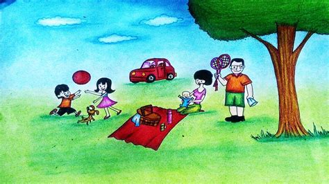 Picnic Scene Drawing at GetDrawings | Free download