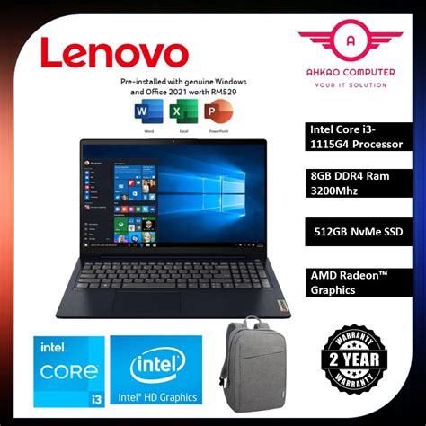 Lenovo Ideapad 3 15itl6 82h802hymj 15 6 Fhd Laptop Abyss Blue I3 1115g4 8gb 256gb Ssd