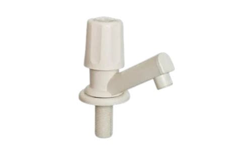 White Deck Mounted Leak Proof Pvc Pillar Cock For Bathroom Fittings At