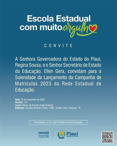 Governo Do Piauí Lança Campanha Para Matrículas Nas Escolas Para 2023