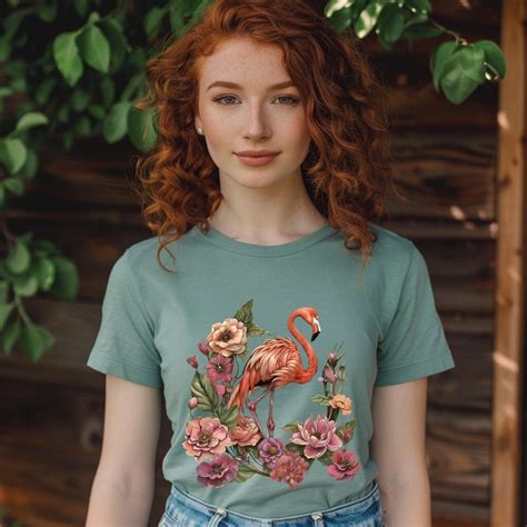 Flamingo Graphic Tee Pink Flamingo Shirt Floral Summer Shirt Artful Flamingo Tee Flamingo Lovers